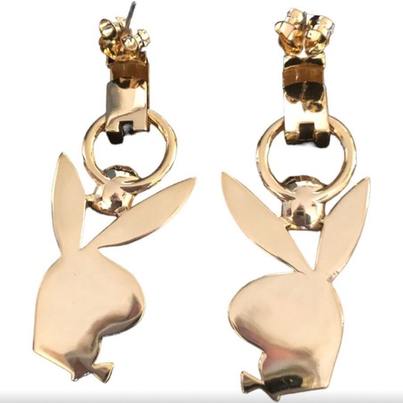 Oceanus x Playboy Collaboration Gold-tone Pink Playboy Bunny Post Earrings NWOT - Picture 6 of 7